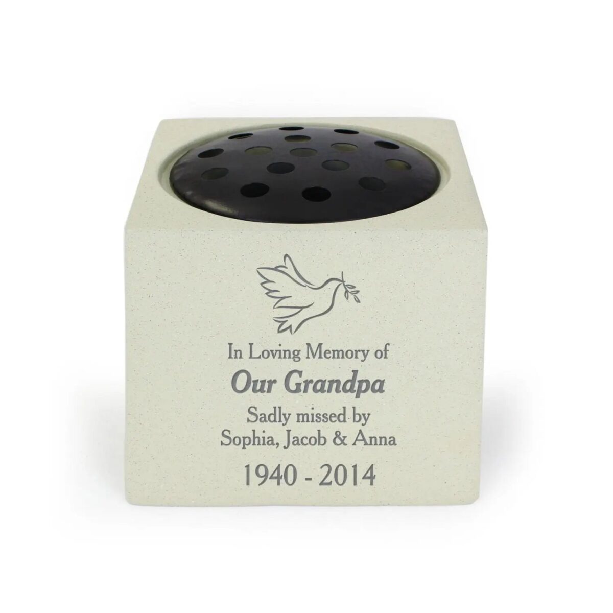 Personalised dove memorial vase