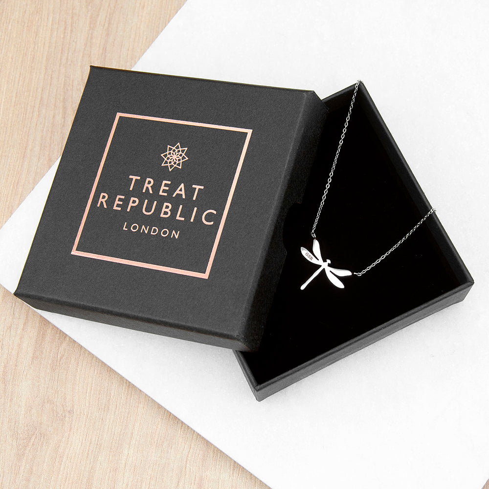 Personalised Dragonfly Silver Necklace: 5 - Necklaces By Gift Moments