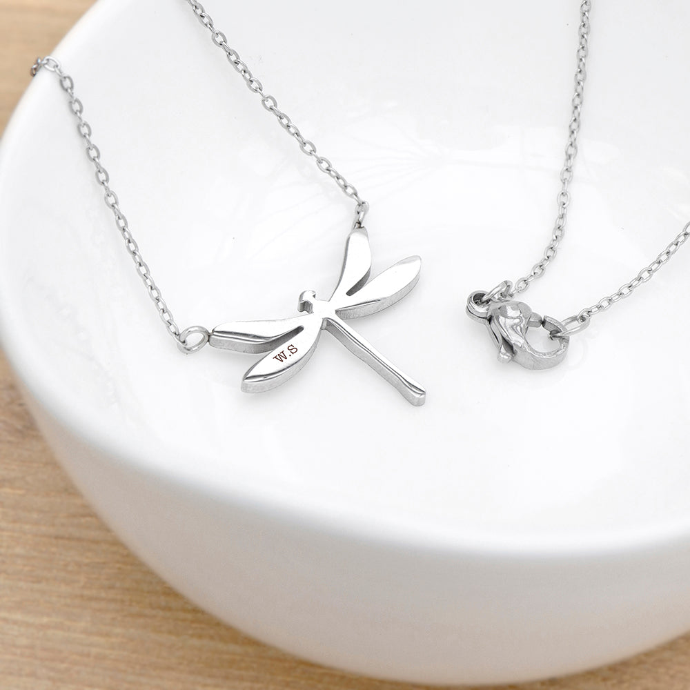Personalised Dragonfly Silver Necklace: 2 - Necklaces By Gift Moments