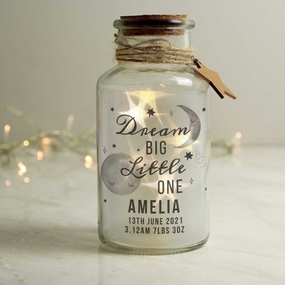 Personalised Dream Big LED Glass Jar: 2 - LED Lighting By Gift Moments