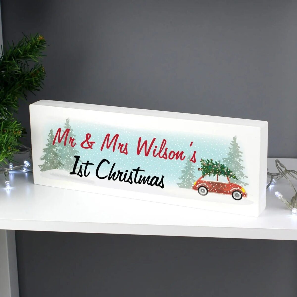 Personalised ’Driving Home For Christmas’ Wooden Block Sign: 1 - Christmas Decorations By Gift Moments