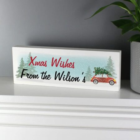 Personalised ’Driving Home For Christmas’ Wooden Block Sign: 3 - Christmas Decorations By Gift Moments