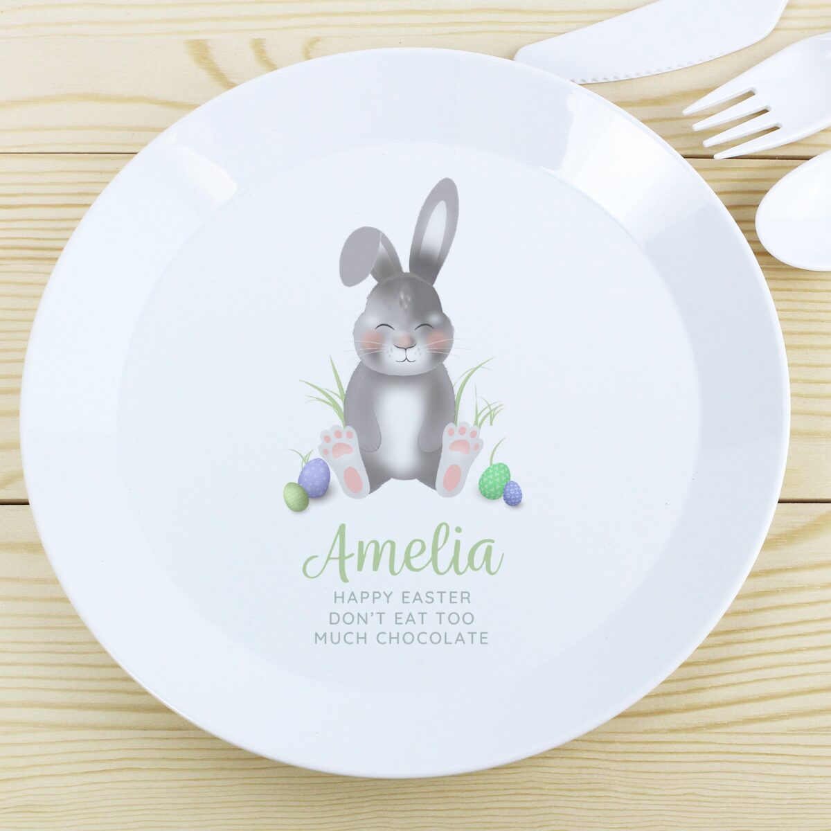 Personalised Easter Bunny Plastic Plate: 2 - Plates By Gift Moments