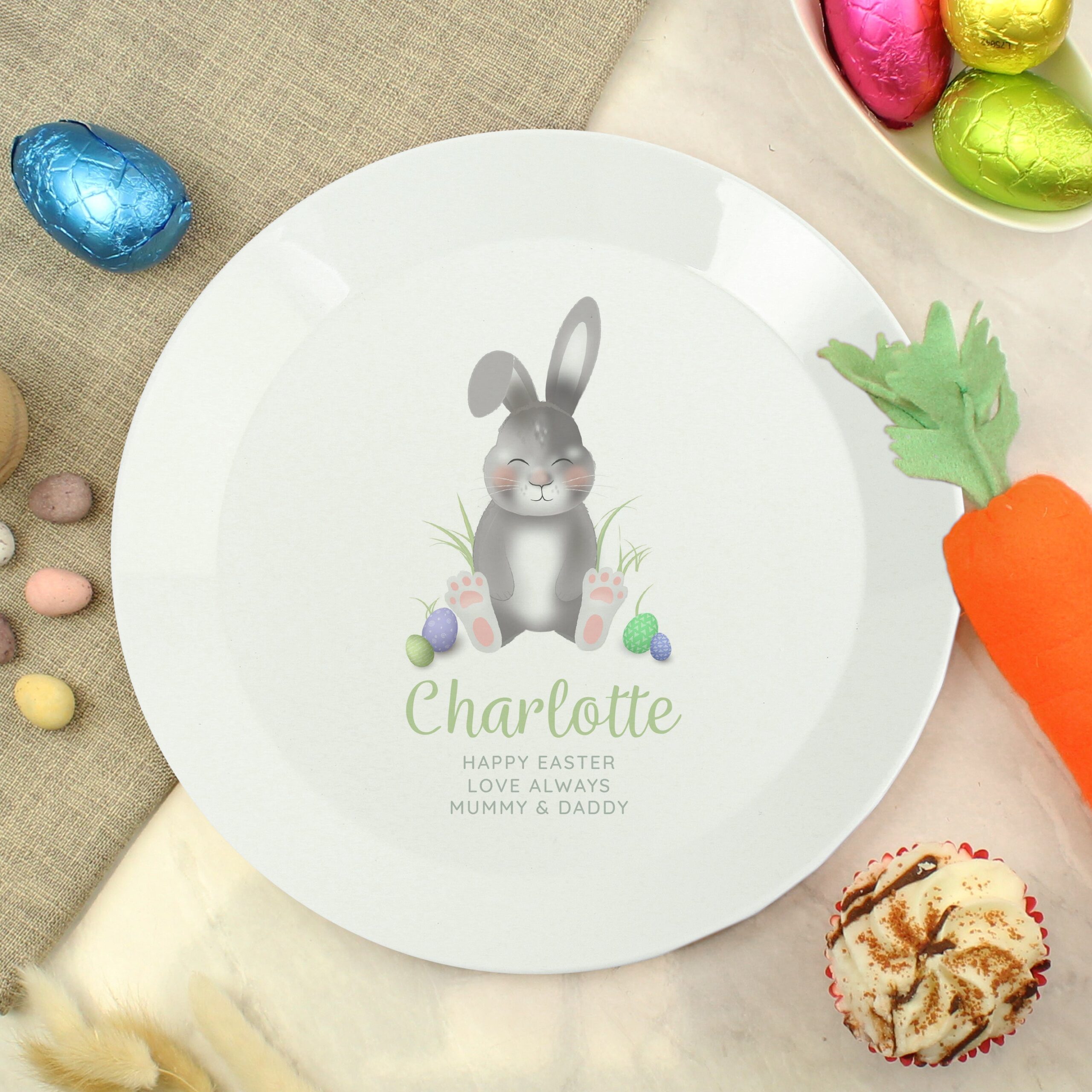 Personalised Easter Bunny Plastic Plate: 1 - Plates By Gift Moments