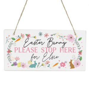 Personalised Easter Bunny Stop Here Wooden Sign: 4 - Signs & Plaques By Gift Moments