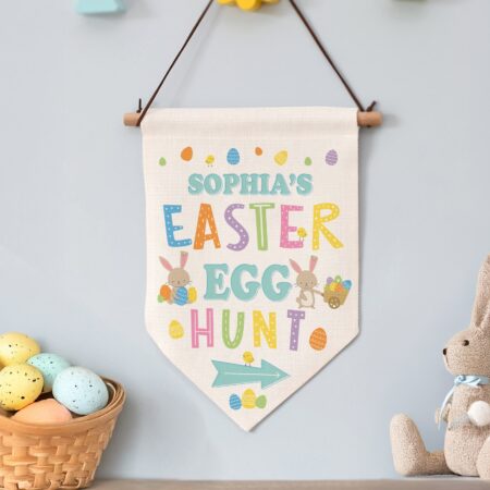 Personalised easter egg hunt hanging sign