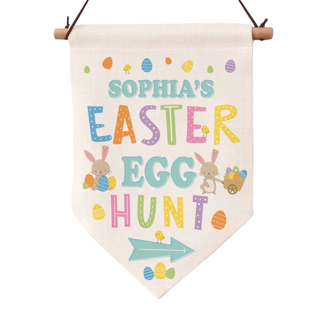 Personalised easter egg hunt hanging sign