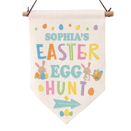 Personalised easter egg hunt hanging sign