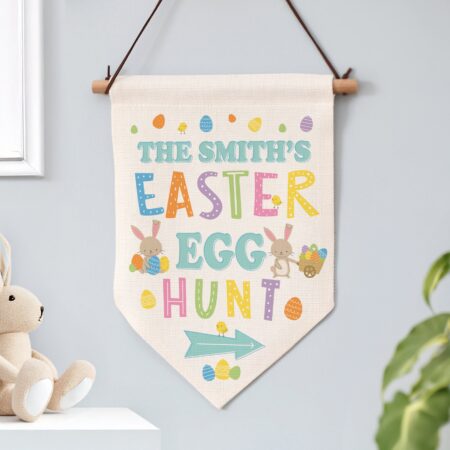 Personalised easter egg hunt hanging sign