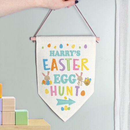 Personalised easter egg hunt hanging sign