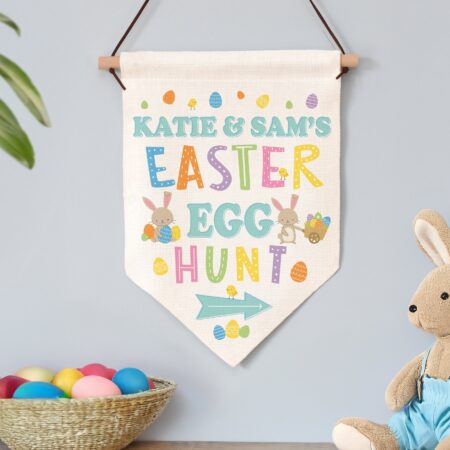 Personalised easter egg hunt hanging sign