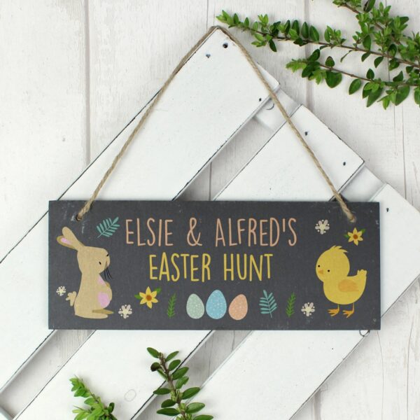 Personalised Easter Egg Hunt Slate Hanging Sign: 1 - Signs & Plaques By Gift Moments