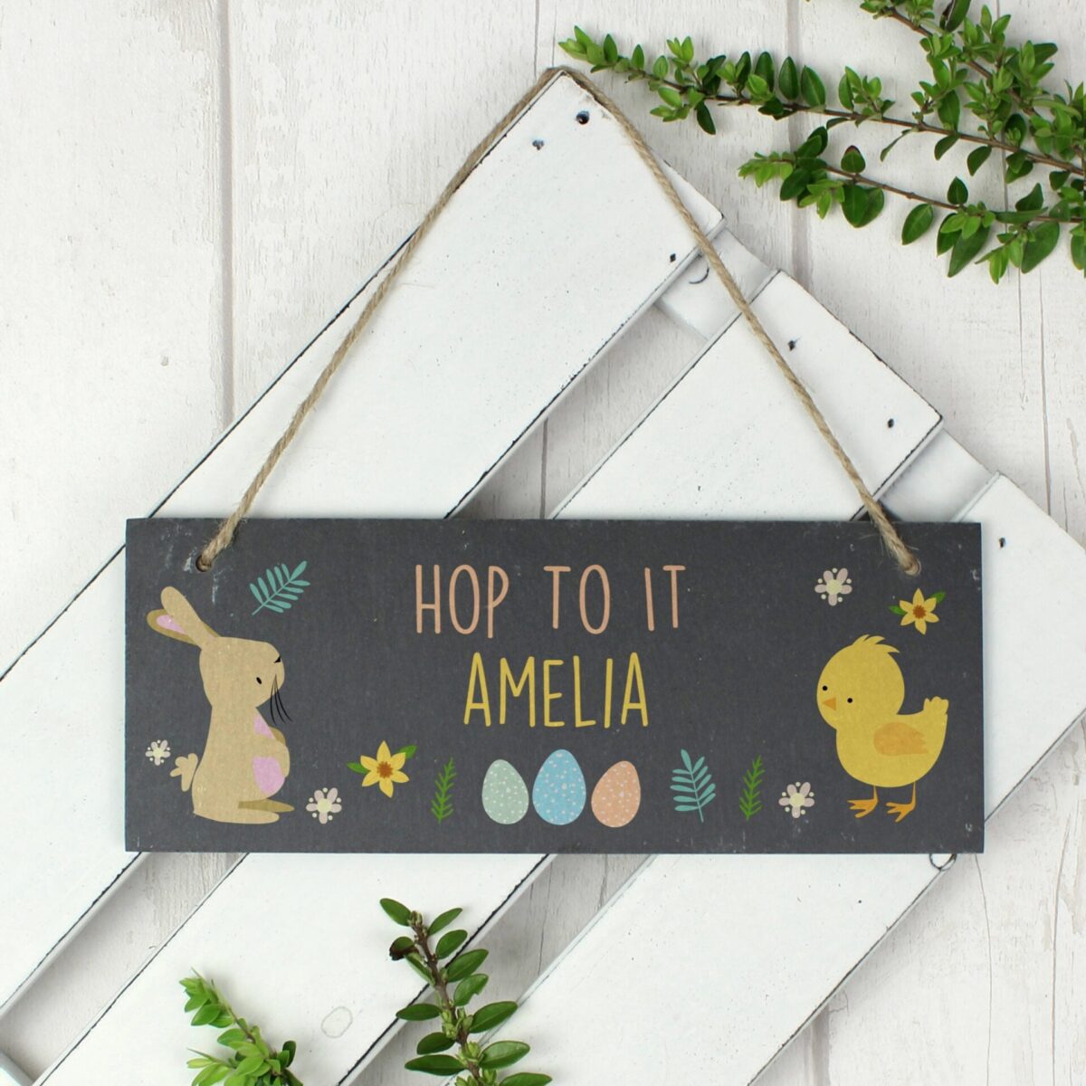 Personalised Easter Egg Hunt Slate Hanging Sign: 3 - Signs & Plaques By Gift Moments
