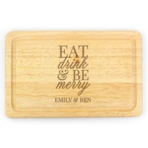 Personalised Eat Drink & Be Merry Rectangular Chopping Board: 3 - Chopping Boards By Gift Moments