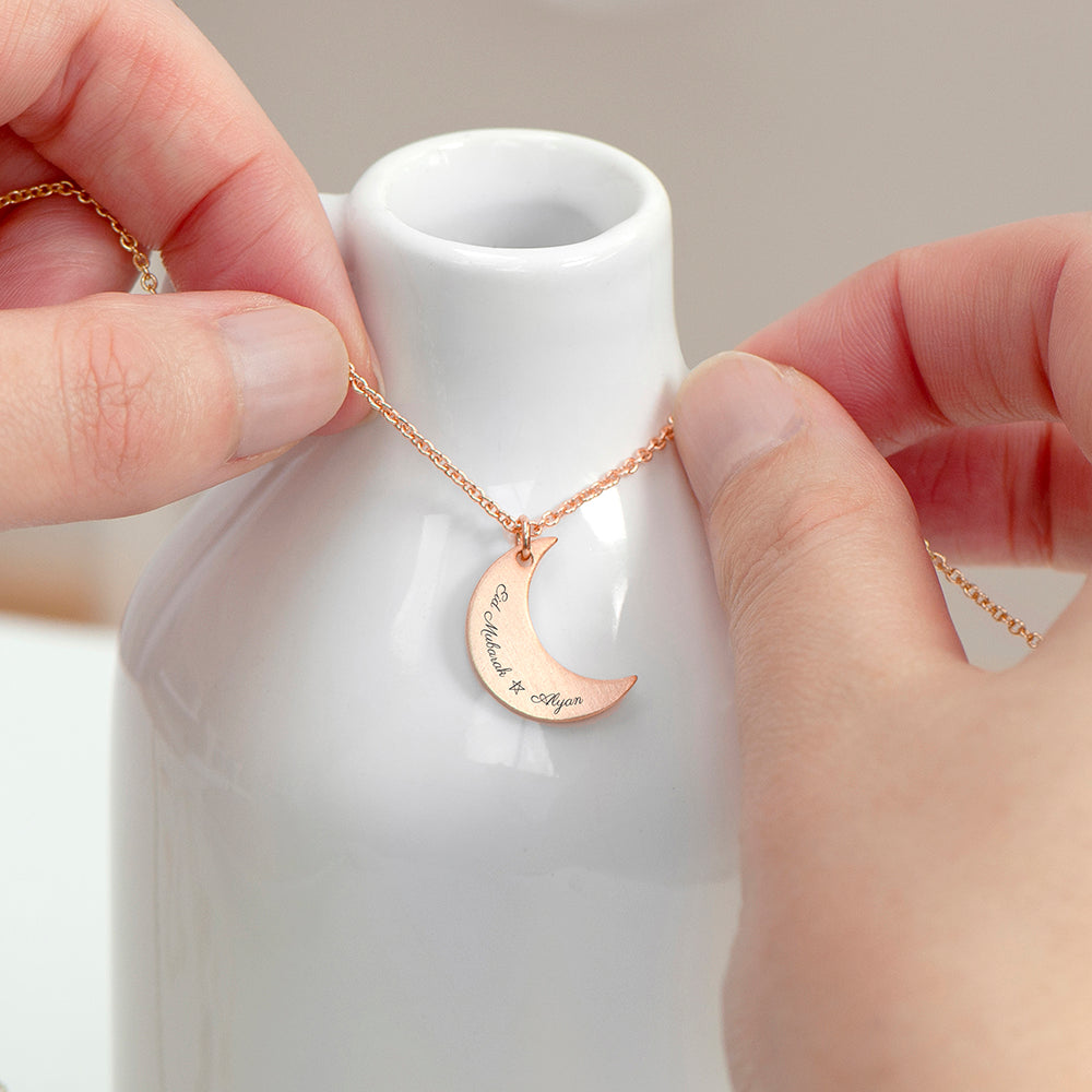 Personalised Eid Mubarak Crescent Moon Necklaces: 3 - Necklaces By Gift Moments