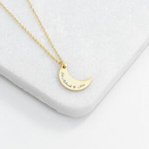 Personalised Eid Mubarak Crescent Moon Necklaces: 4 - Gold - Necklaces By Gift Moments