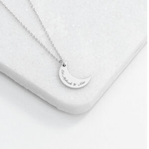 Personalised Eid Mubarak Crescent Moon Necklaces: 5 - Silver - Necklaces By Gift Moments