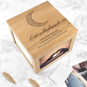 Personalised Eid Mubarak Oak Photo Cube: 1 - Photo Cubes By Gift Moments