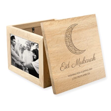Personalised Eid Mubarak Oak Photo Cube: 3 - Photo Cubes By Gift Moments