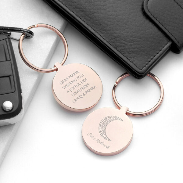 Personalised Eid Mubarak Round Keyrings: 1 - Keyrings By Gift Moments