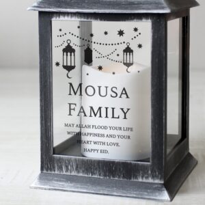 Personalised Eid and Ramadan Black Lantern: 3 - LED Lighting By Gift Moments