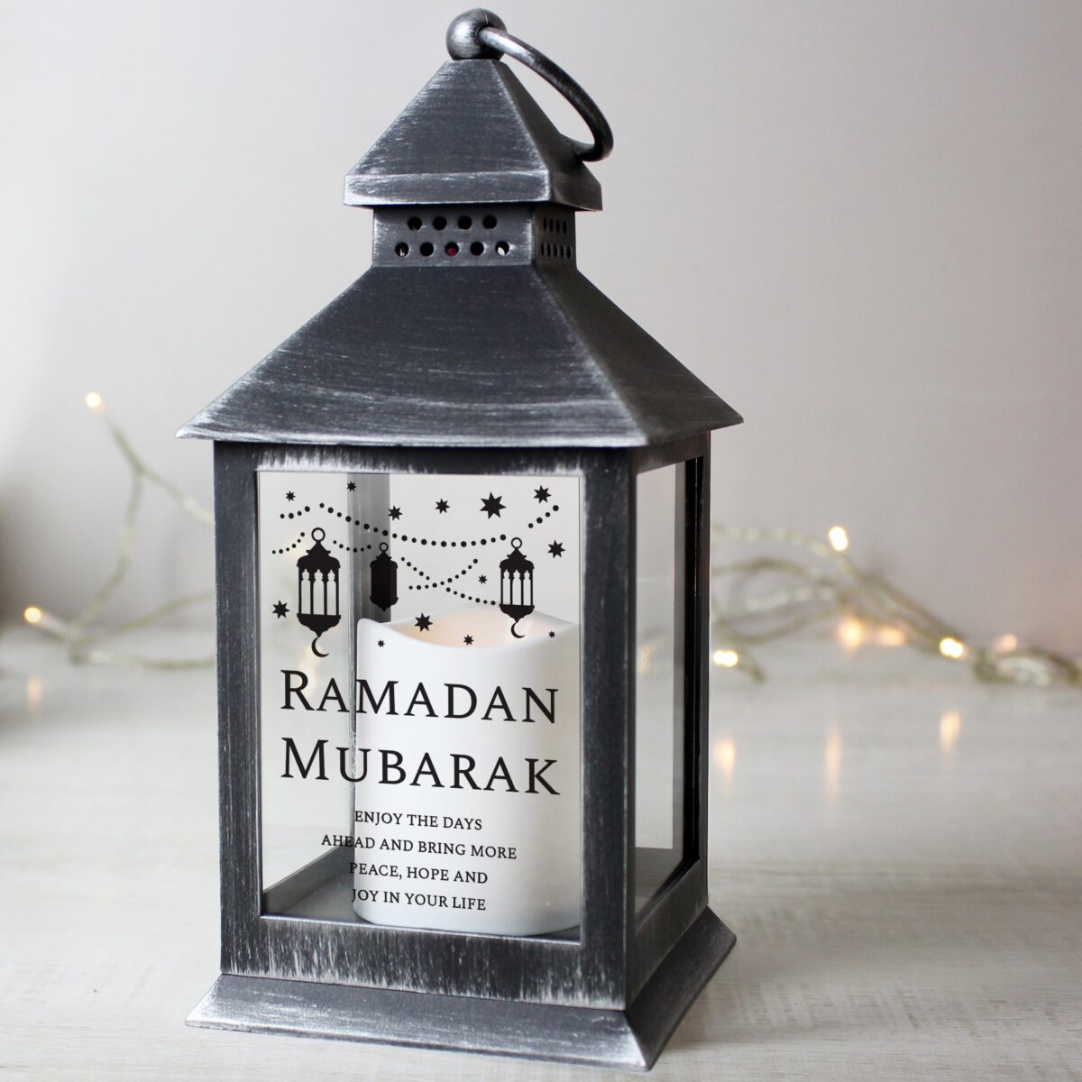 Personalised Eid and Ramadan Black Lantern: 1 - LED Lighting By Gift Moments