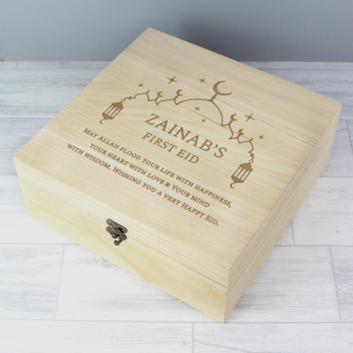 Personalised Eid and Ramadan Large Wooden Keepsake Box: 2 - Keepsake Boxes By Gift Moments