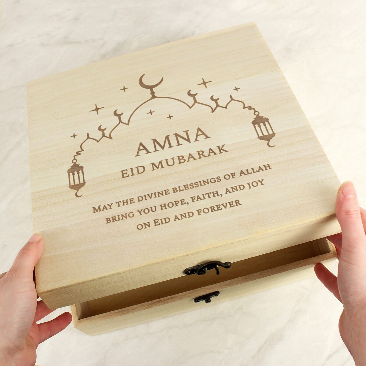 Personalised Eid and Ramadan Large Wooden Keepsake Box: 4 - Keepsake Boxes By Gift Moments
