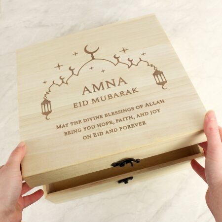 Personalised Eid and Ramadan Large Wooden Keepsake Box: 4 - Keepsake Boxes By Gift Moments