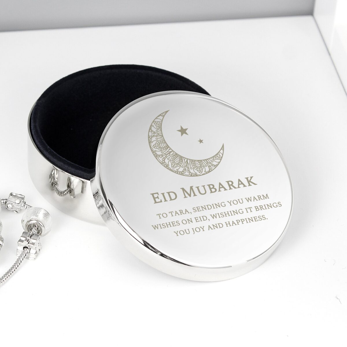 Personalised Eid and Ramadan Round Trinket Box: 4 - Trinket Boxes By Gift Moments