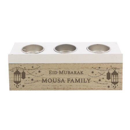 Personalised Eid and Ramadan Triple Tea Light Box: 4 - Candle Holders By Gift Moments