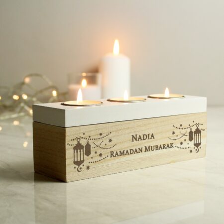 Personalised Eid and Ramadan Triple Tea Light Box: 1 - Candle Holders By Gift Moments