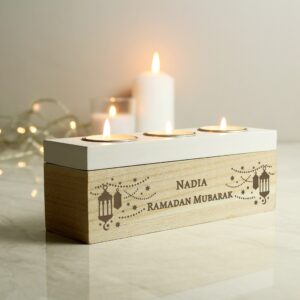 Personalised Eid and Ramadan Triple Tea Light Box: 1 - Candle Holders By Gift Moments