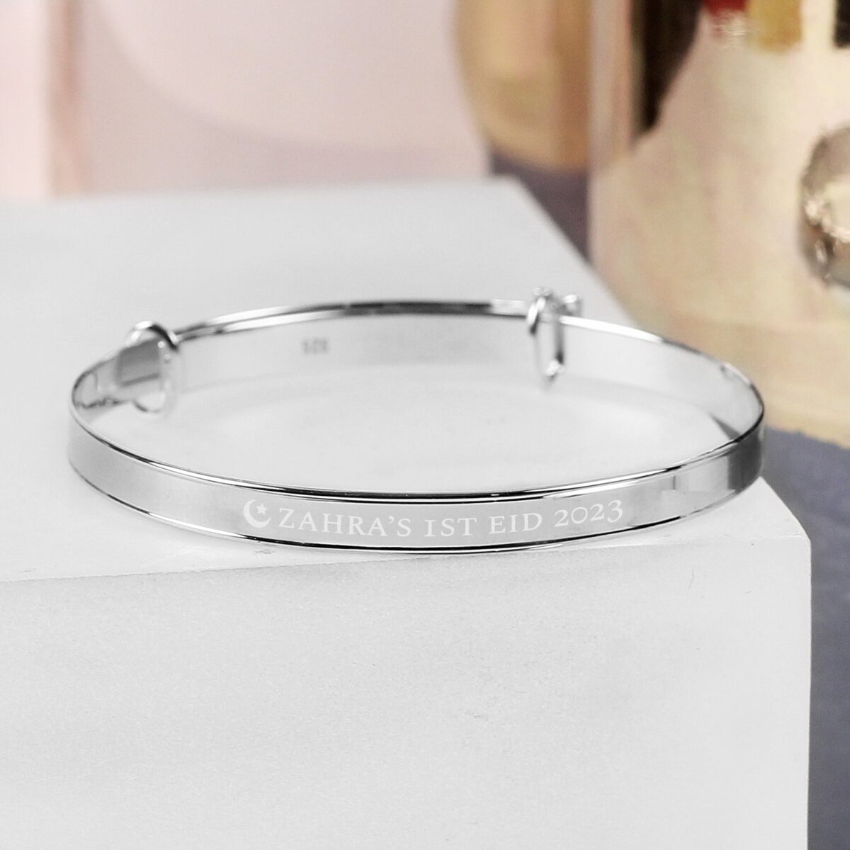 Personalised Eid Sterling Silver Childs Expanding Diamante Star Bracelet: 4 - Bracelets By Gift Moments