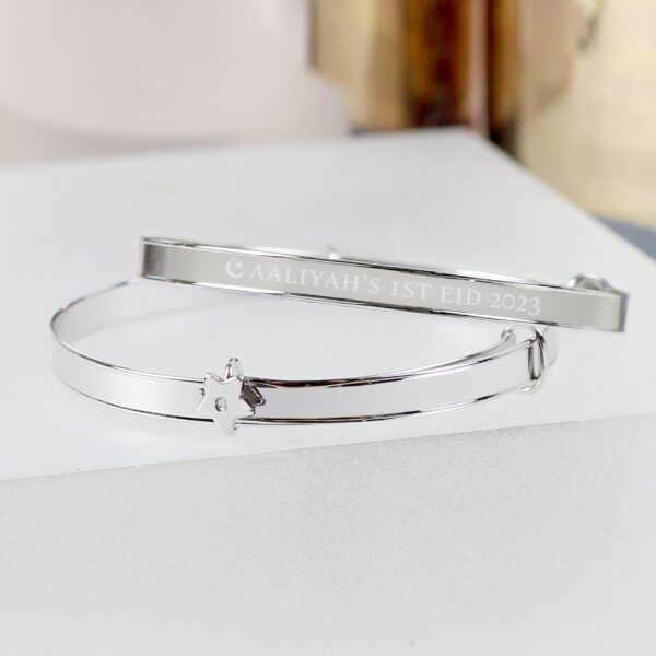 Personalised Eid Sterling Silver Childs Expanding Diamante Star Bracelet: 1 - Bracelets By Gift Moments