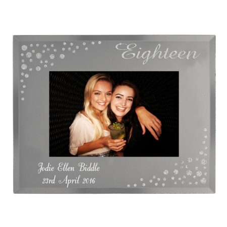 Personalised Eighteen Diamante 6x4 Glass Photo Frame: 4 - Photo Frames By Gift Moments