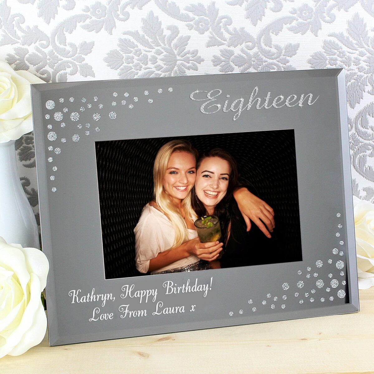 Personalised Eighteen Diamante 6x4 Glass Photo Frame: 1 - Photo Frames By Gift Moments