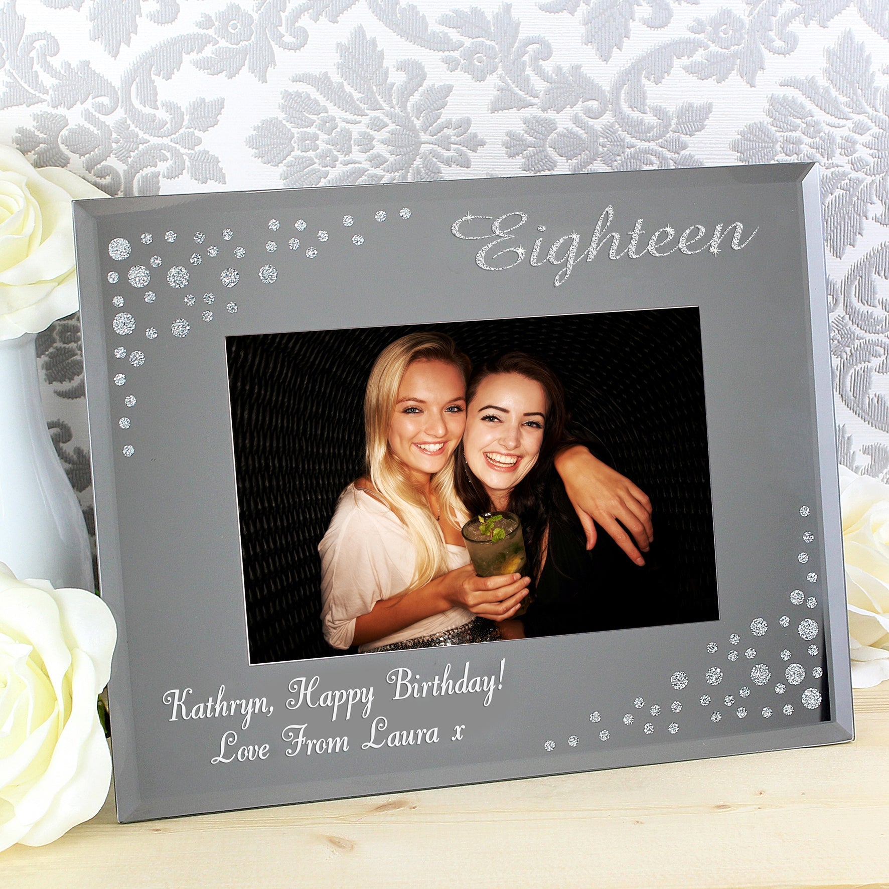Personalised Eighteen Diamante 6x4 Glass Photo Frame: 1 - Photo Frames By Gift Moments