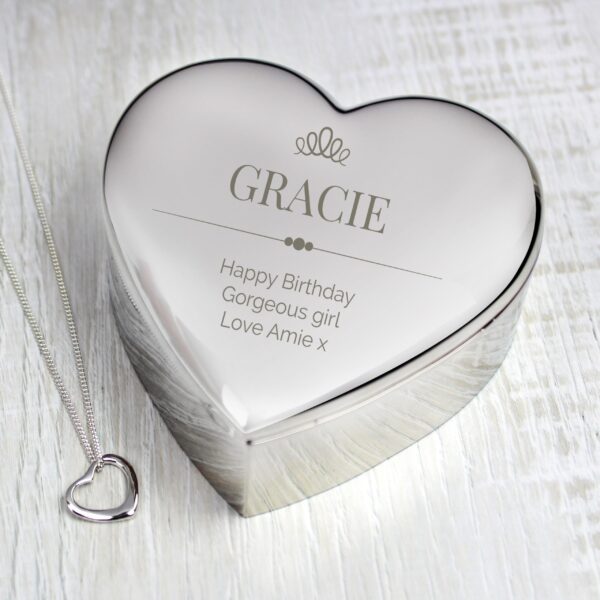 Personalised Elegant Crown Heart Trinket Box & Necklace Set: 1 - Necklaces By Gift Moments