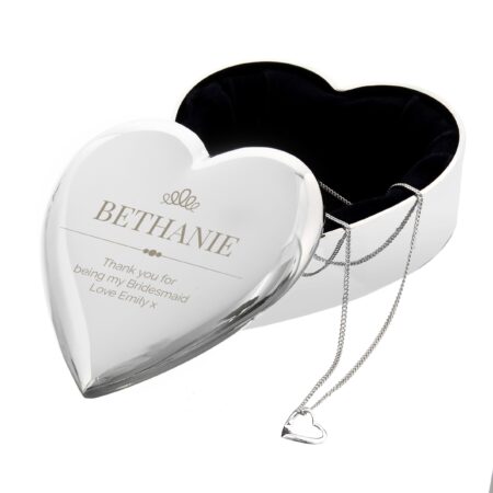Personalised Elegant Crown Heart Trinket Box & Necklace Set: 2 - Necklaces By Gift Moments