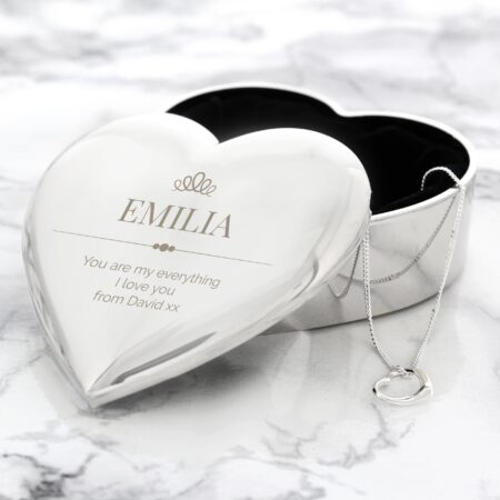 Personalised Elegant Crown Heart Trinket Box & Necklace Set: 4 - Necklaces By Gift Moments