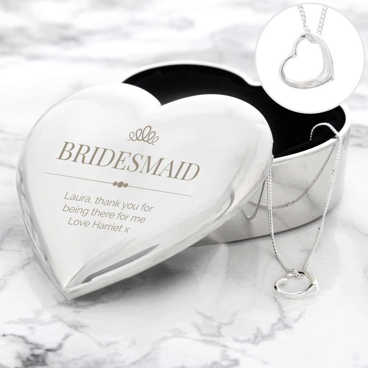 Personalised Elegant Crown Heart Trinket Box & Necklace Set: 5 - Necklaces By Gift Moments