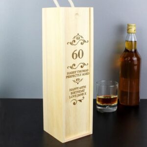 Personalised Elegant Number Wooden Wine Bottle Box: 1 - Barware By Gift Moments