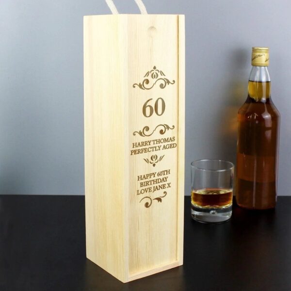 Personalised Elegant Number Wooden Wine Bottle Box: 1 - Barware By Gift Moments