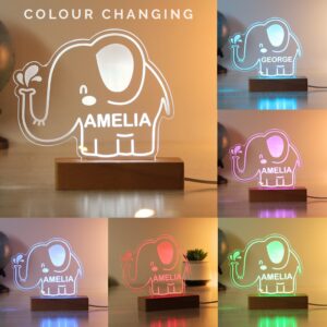 Personalised Elephant Wooden Based LED Light: 3 - LED Lighting By Gift Moments