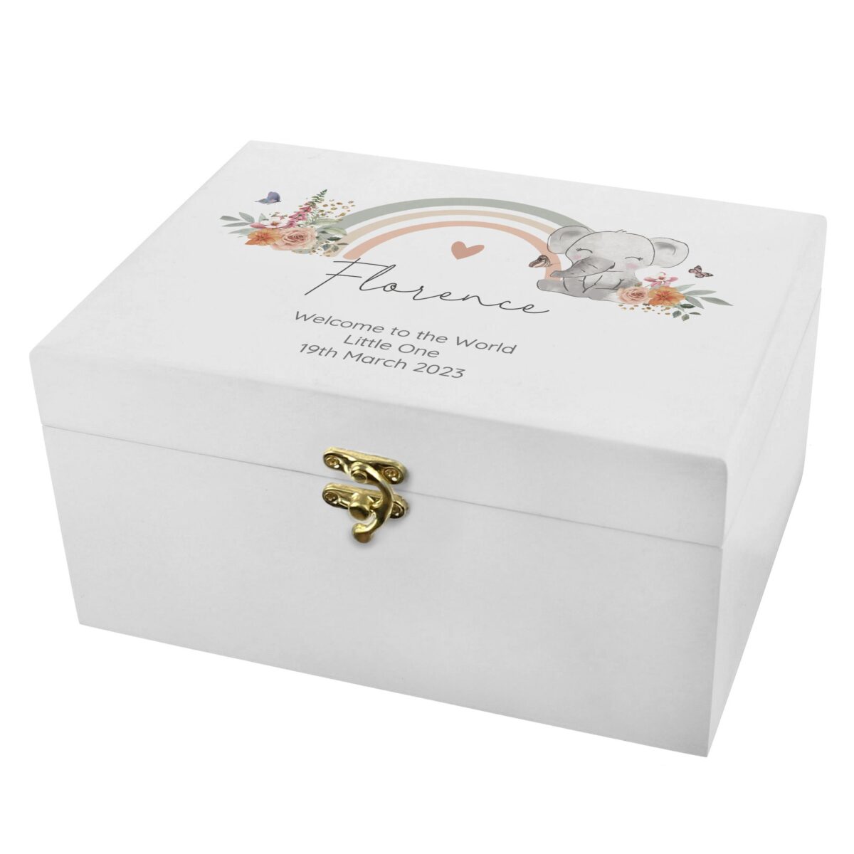 Personalised Elephant Wooden Keepsake Box: 5 - Keepsake Boxes By Gift Moments