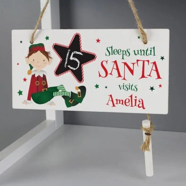 Personalised Elf Christmas Chalk Countdown Wooden Sign: 2 - Signs & Plaques By Gift Moments