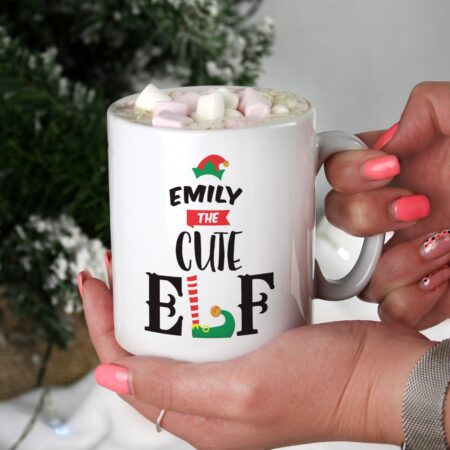 Personalised elf christmas mug