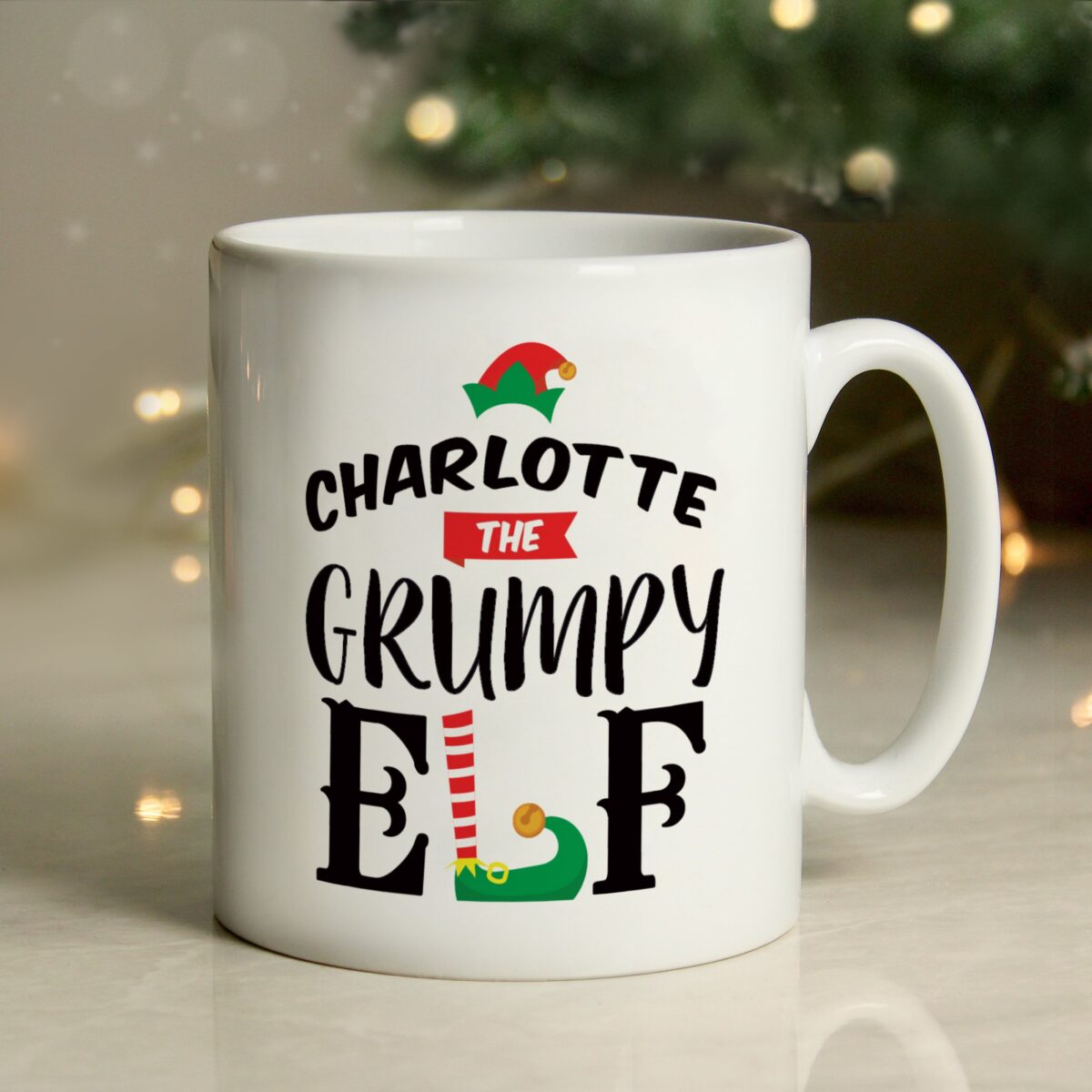 Personalised elf christmas mug