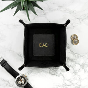 Personalised Embossed Luxury Leather Valet Trays: 10 - Gold Foil Debossed / Black - Storage By Gift Moments